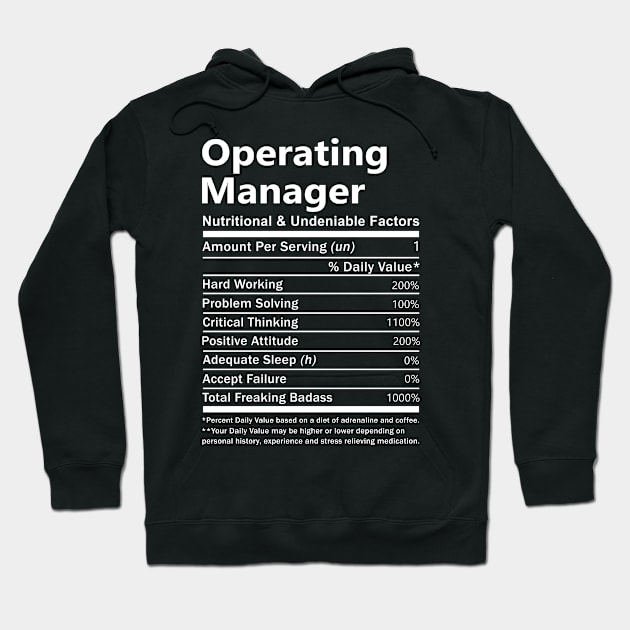 Operating Manager T Shirt - Nutritional and Undeniable Factors Gift Item Tee Hoodie by Ryalgi